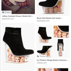 shoes with barbie heads in them